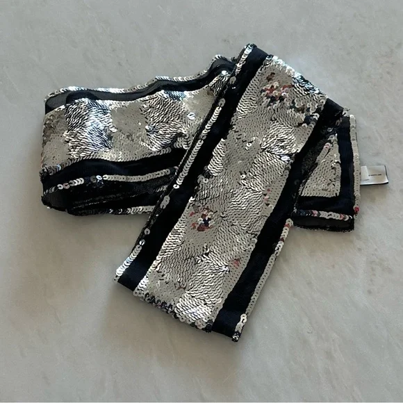 New without tags ~Vtg GAP Black and Silver Sequin Scarf - Picture 11 of 12